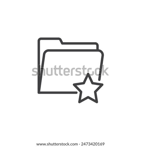 Folder with Star line icon. linear style sign for mobile concept and web design. File folder and star outline vector icon. Symbol, logo illustration. Vector graphics