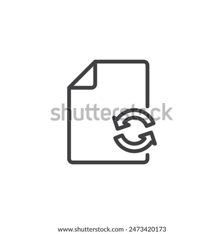 File Sync line icon. linear style sign for mobile concept and web design. Document file with sync arrows outline vector icon. Symbol, logo illustration. Vector graphics