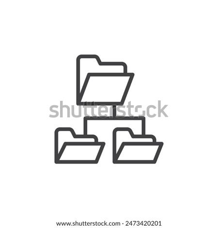 Folder Tree line icon. linear style sign for mobile concept and web design. Hierarchical folder structure outline vector icon. Symbol, logo illustration. Vector graphics