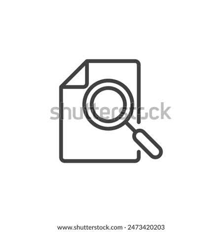 File Search line icon. linear style sign for mobile concept and web design. File with a magnifying glass outline vector icon. Document scan symbol, logo illustration. Vector graphics