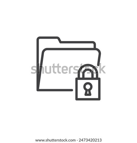 Folder with Lock line icon. linear style sign for mobile concept and web design. Secure file folder outline vector icon. Data security symbol, logo illustration. Vector graphics