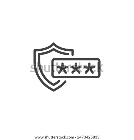 Secure Password line icon. linear style sign for mobile concept and web design. Password code and shield outline vector icon. Symbol, logo illustration. Vector graphics