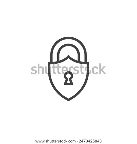 Password Security line icon. linear style sign for mobile concept and web design. Padlock with a keyhole and a shield outline vector icon. Symbol, logo illustration. Vector graphics
