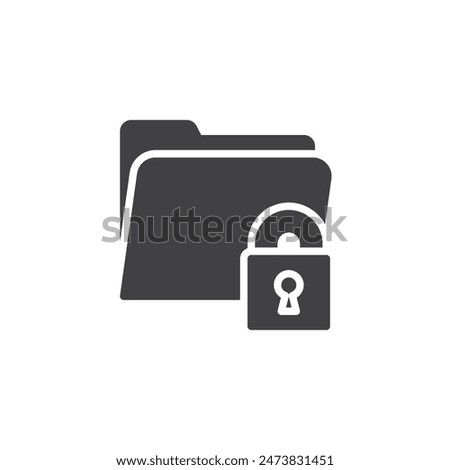 Secure file folder vector icon. filled flat sign for mobile concept and web design. Folder with Lock glyph icon. Data security symbol, logo illustration. Vector graphics