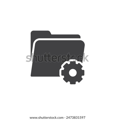Folder with a gear vector icon. filled flat sign for mobile concept and web design. Folder Settings glyph icon. Symbol, logo illustration. Vector graphics