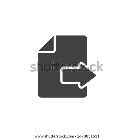 File with an outward arrow vector icon. filled flat sign for mobile concept and web design. File Export glyph icon. Upload document symbol, logo illustration. Vector graphics