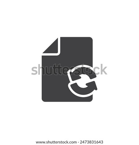Document file with sync arrows vector icon. filled flat sign for mobile concept and web design. File Sync glyph icon. Symbol, logo illustration. Vector graphics