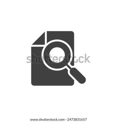 File with a magnifying glass vector icon. filled flat sign for mobile concept and web design. File Search glyph icon. Document scan symbol, logo illustration. Vector graphics