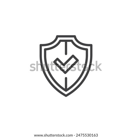 Trusted Badge line icon. linear style sign for mobile concept and web design. Shield with a checkmark outline vector icon. Symbol, logo illustration. Vector graphics