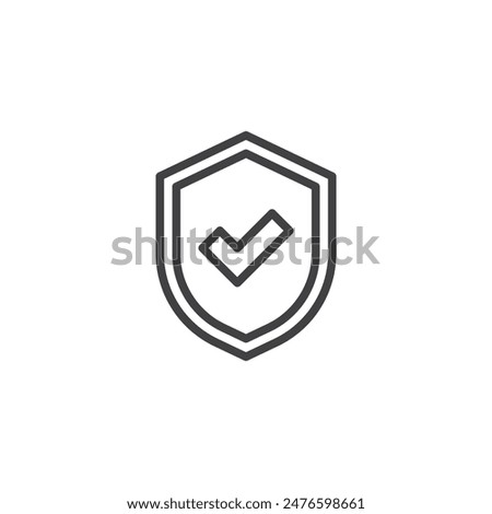 Trust Badge line icon. linear style sign for mobile concept and web design. Shield and checkmark outline vector icon. Symbol, logo illustration. Vector graphics