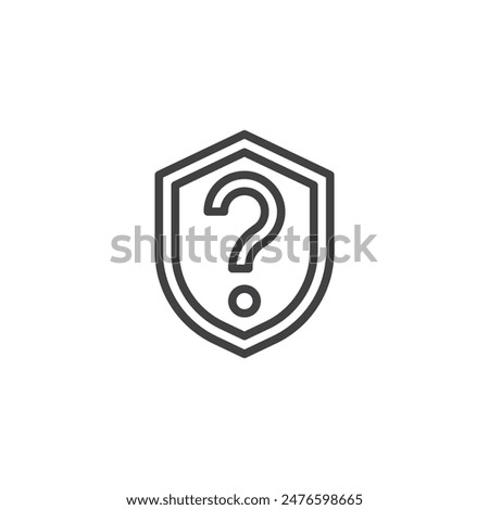 Security Question line icon. linear style sign for mobile concept and web design. Question mark inside a shield outline vector icon. Symbol, logo illustration. Vector graphics