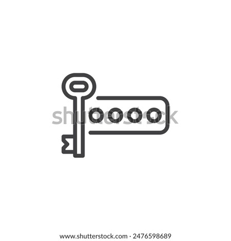 Password key line icon. linear style sign for mobile concept and web design. Key with a text field showing hidden characters outline vector icon. Symbol, logo illustration. Vector graphics