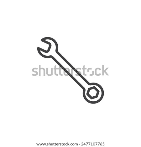 Wrench line icon. linear style sign for mobile concept and web design. Wrench, spanner outline vector icon. Symbol, logo illustration. Vector graphics