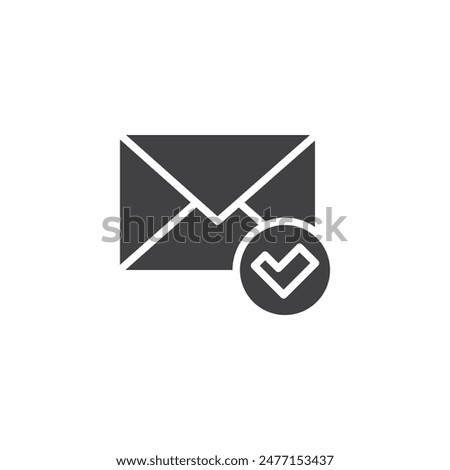Envelope with a checkmark vector icon. filled flat sign for mobile concept and web design. Verified Email glyph icon. Symbol, logo illustration. Vector graphics