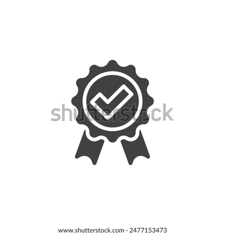 Badge with a checkmark vector icon. filled flat sign for mobile concept and web design. Security Clearance glyph icon. Symbol, logo illustration. Vector graphics