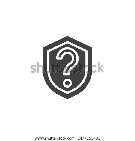 Question mark inside a shield vector icon. filled flat sign for mobile concept and web design. Security Question glyph icon. Symbol, logo illustration. Vector graphics
