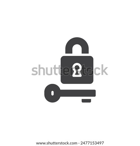 Padlock with a key vector icon. filled flat sign for mobile concept and web design. Lock and Key glyph icon. Symbol, logo illustration. Vector graphics