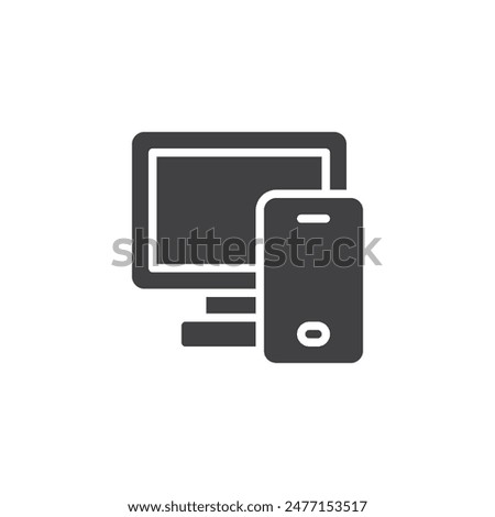 Smartphone and a computer screen vector icon. filled flat sign for mobile concept and web design. Two-Factor Authentication glyph icon. Symbol, logo illustration. Vector graphics