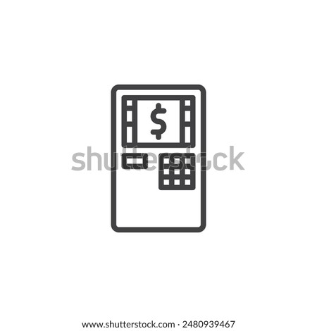 ATM Machine line icon. linear style sign for mobile concept and web design. ATM machine with a cash slot and a keypad outline vector icon. Symbol, logo illustration. Vector graphics