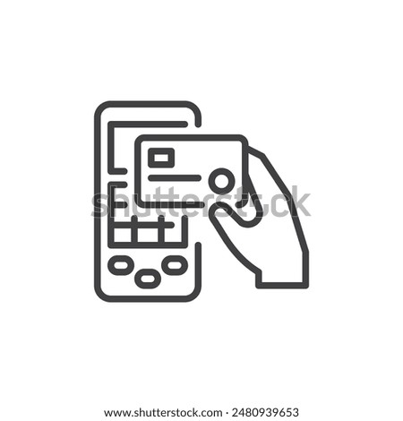 Payment Gateway line icon. linear style sign for mobile concept and web design. Credit card being swiped through a payment terminal outline vector icon. Symbol, logo illustration. Vector graphics