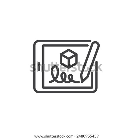 Digital Signature line icon. linear style sign for mobile concept and web design. Digital signature with a blockchain outline vector icon. Symbol, logo illustration. Vector graphics