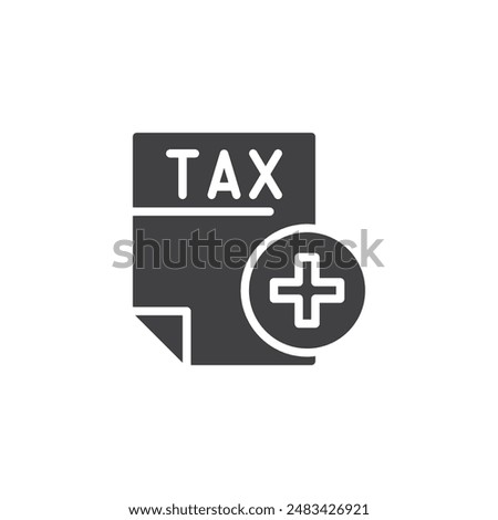 Document with a plus sign vector icon. filled flat sign for mobile concept and web design. Tax Credit glyph icon. Symbol, logo illustration. Vector graphics