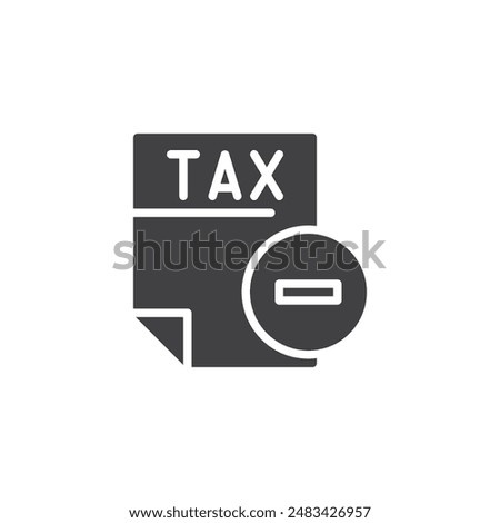 Document with a minus sign vector icon. filled flat sign for mobile concept and web design. Tax Deduction glyph icon. Symbol, logo illustration. Vector graphics