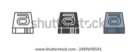 Hard disk different style icon set. Line, glyph and filled outline colorful version, outline and filled vector sign. HDD symbol, logo illustration. Vector graphics