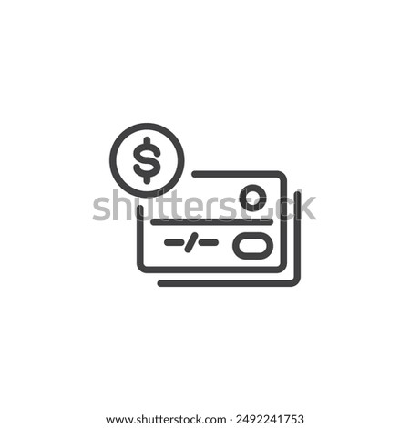 Credit Card Management line icon. linear style sign for mobile concept and web design. Multiple credit cards with dollar sign outline vector icon. Symbol, logo illustration. Vector graphics