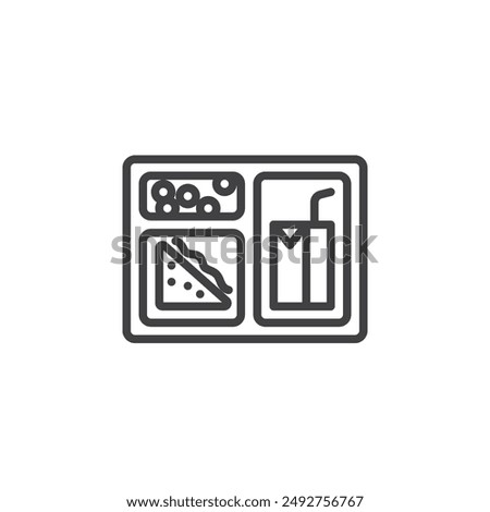 Lunch Tray line icon. linear style sign for mobile concept and web design. Lunch tray with various food outline vector icon. Symbol, logo illustration. Vector graphics