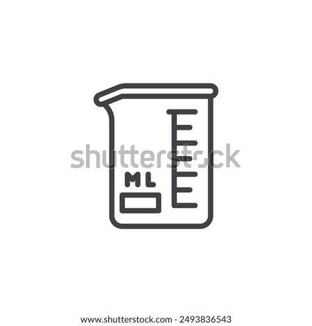 Beaker line icon. linear style sign for mobile concept and web design. Beaker with measurement marks outline vector icon. Measure Flask symbol, logo illustration. Vector graphics