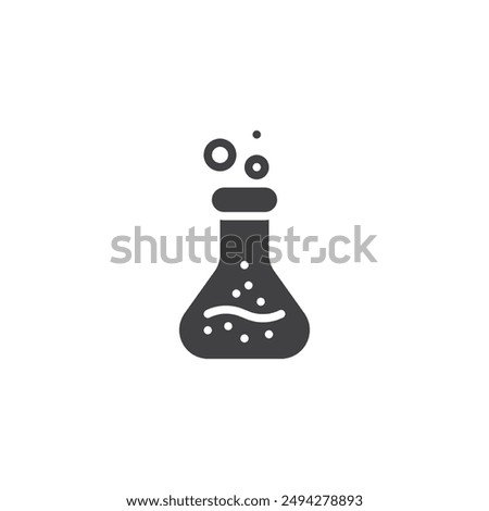 Beaker with a liquid and bubbles vector icon. filled flat sign for mobile concept and web design. Science Beaker glyph icon. Symbol, logo illustration. Vector graphics