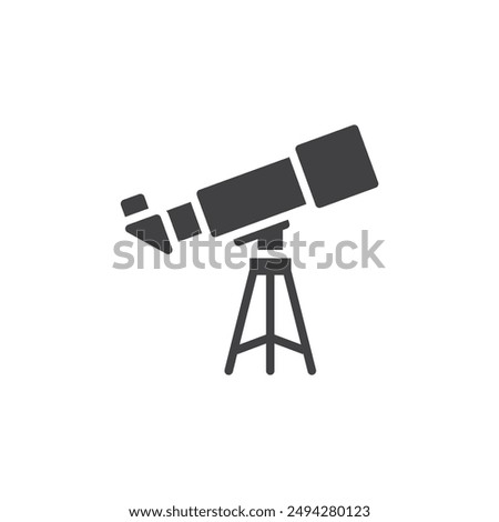 Telescope on tripod vector icon. filled flat sign for mobile concept and web design. Telescope glyph icon. Astronomy symbol, logo illustration. Vector graphics