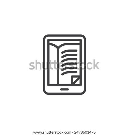 Tablet device line icon. linear style sign for mobile concept and web design. Ebook reader outline vector icon. Symbol, logo illustration. Vector graphics