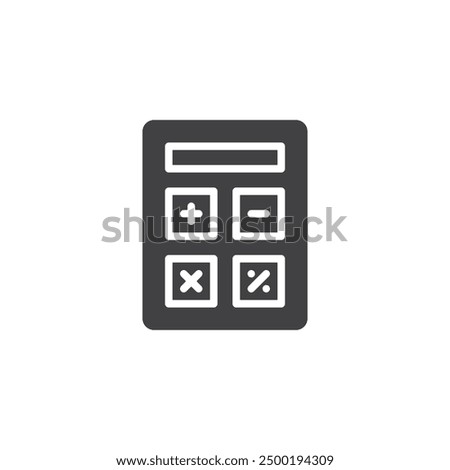 Calculator with buttons vector icon. filled flat sign for mobile concept and web design. Calculator glyph icon. Symbol, logo illustration. Vector graphics