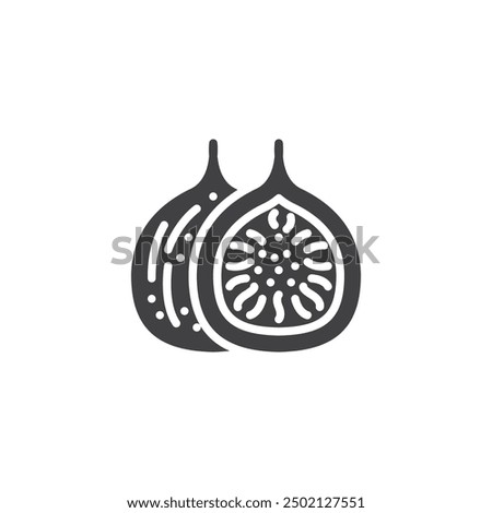 Fig fruit vector icon. filled flat sign for mobile concept and web design. Whole fig and a half glyph icon. Symbol, logo illustration. Vector graphics