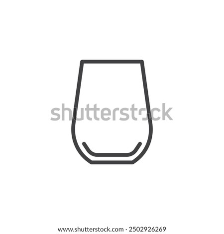 Stemless Wine Glass line icon. linear style sign for mobile concept and web design. Wine glass outline vector icon. Symbol, logo illustration. Vector graphics