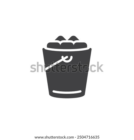 Ice bucket filled with ice cubes vector icon. filled flat sign for mobile concept and web design. Ice Bucket glyph icon. Symbol, logo illustration. Vector graphics