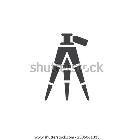 Three legged tripod stand with an adjustable head vector icon. filled flat sign for mobile concept and web design. Tripod for camera glyph icon. Symbol, logo illustration. Vector graphics