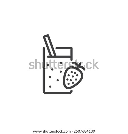 Similar – Image, Stock Photo Strawberry smoothie in a botle with pink background and pink paper straws.