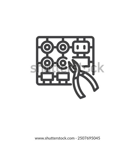 Model Kit toy line icon. linear style sign for mobile concept and web design. Model Kit outline vector icon. Symbol, logo illustration. Vector graphics