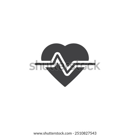 Heart with a heartbeat vector icon. filled flat sign for mobile concept and web design. Healthy Heart glyph icon. Pulse symbol, logo illustration. Vector graphics