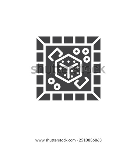 Board game with dice vector icon. filled flat sign for mobile concept and web design. Board Game glyph icon. Symbol, logo illustration. Vector graphics