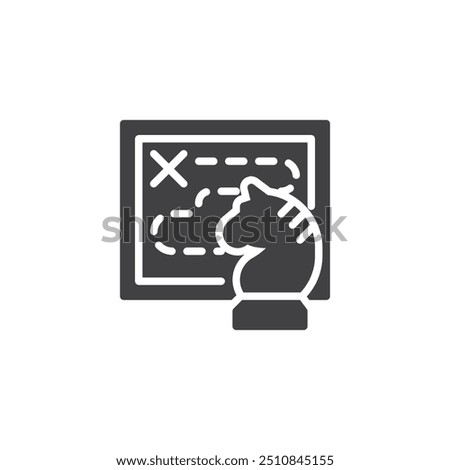 Chess piece and plan vector icon. filled flat sign for mobile concept and web design. Business Strategy glyph icon. Business planning symbol, logo illustration. Vector graphics