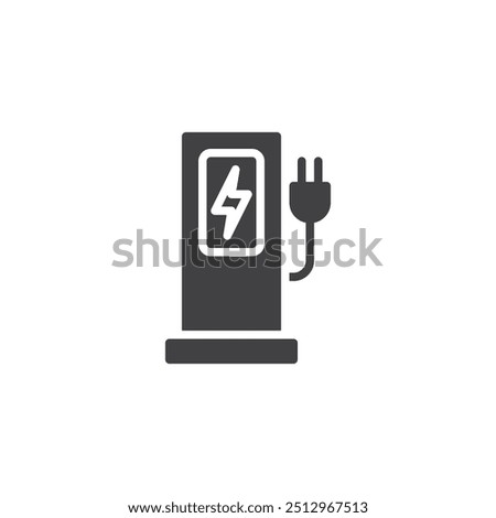 Charging station with a lightning bolt vector icon. filled flat sign for mobile concept and web design. Electric Charging Station glyph icon. Symbol, logo illustration. Vector graphics