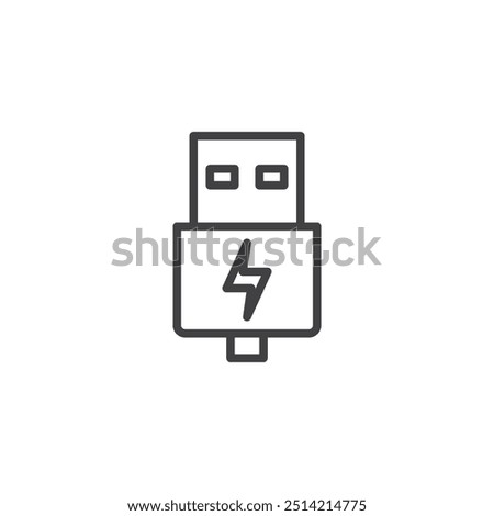 Charging Cable line icon. linear style sign for mobile concept and web design. USB charging cable outline vector icon. Symbol, logo illustration. Vector graphics