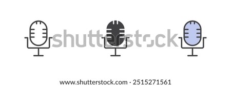 Microphone different style icon set. Line, glyph and filled outline colorful version, outline and filled vector sign. Mic symbol, logo illustration. Vector graphics