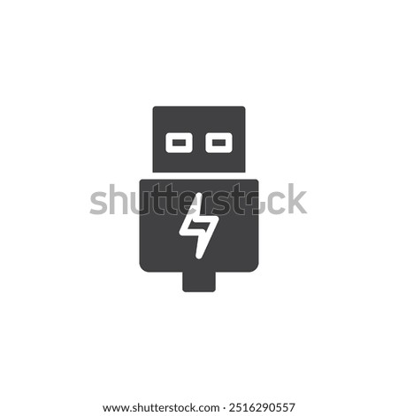 USB charging cable vector icon. filled flat sign for mobile concept and web design. Charging Cable glyph icon. Symbol, logo illustration. Vector graphics