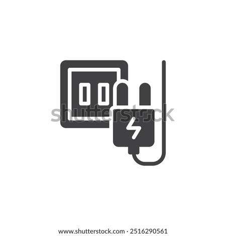 Socket and plug vector icon. filled flat sign for mobile concept and web design. Electrical plug and socket glyph icon. Symbol, logo illustration. Vector graphics