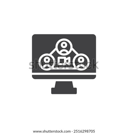 Multiple user learning via video chat vector icon. filled flat sign for mobile concept and web design. Online Study Group glyph icon. Symbol, logo illustration. Vector graphics